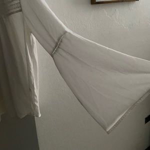 white, bell sleeves
